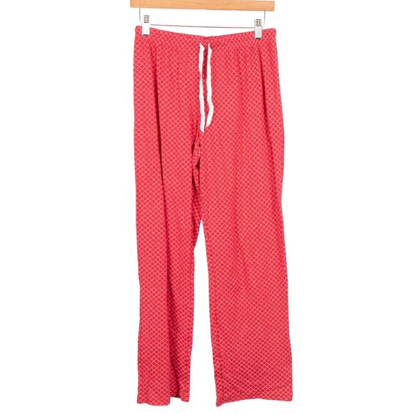 Croft & Barrow Pajama Set S Womens Red Diamond Print Button Up PJs Cotton Blend - Picture 7 of 8